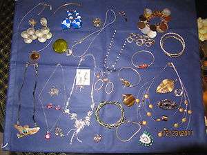 Vintage Costume jewelry lot some silver,some signed,very interesting 