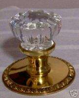 FRENCH DOOR Knob Set Crystal Glass/Solid Brass Rosettes  
