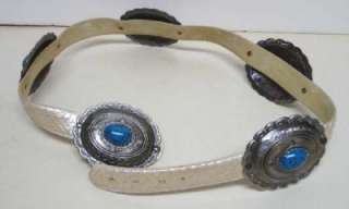WOMENS BELT WITH METAL ACCENTS& FAUX TURQUOISE STONES  