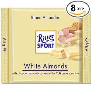 Ritter Sport White Chocolate with Chopped Almonds, 2.3 Ounce (Pack of 
