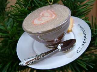 New Cappuccino Saucer Spoon Cookie Coffee Cup Ornament  