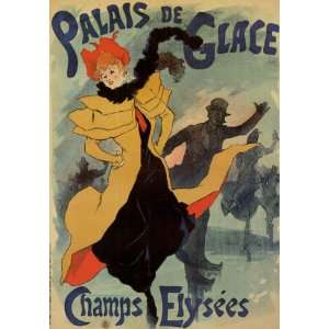 ICE SKATING PALAIS DE GLACE CHAMPS ELYSEES PARIS FRENCH VINTAGE POSTER 