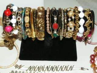   JEWELRY LOT 104 Bracelets Rhinestone +Bangle +Charm+Wood+Slide+  