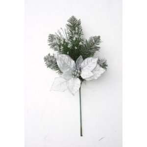   Smith Traditions Midnight Clear Poinsettia Pick Ornament  Silver
