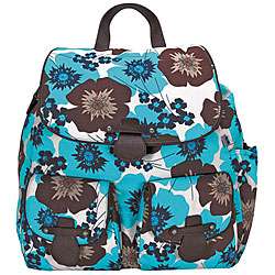 OiOi Pansy Diaper Backpack in Blue and Chocolate  