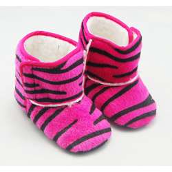 Pink Zebra Stripe Baby Booties (6 12 Months)  