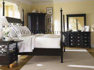 Black Wood King Four Poster Bed Bedroom Set Furniture  
