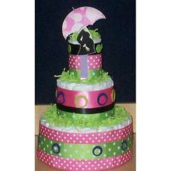 Hot Pink Mod Mom Diaper Cake Baby Gift  