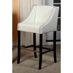 Milano Ivory Quilted Bonded Leather Bar Stool  