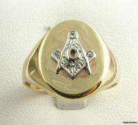 Blue Lodge Masonic Diamond Band   10k Yellow & White Gold Solid Back 
