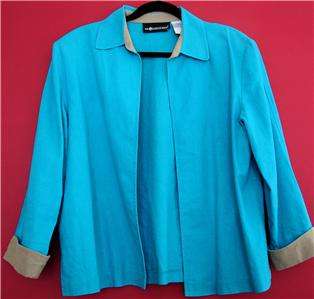 Sag Harbor Turquoise Linen Blend Blazer Top Womens 12 M  