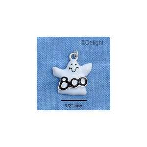  C1790 tlf   BOO Ghost   Silver Plated Charm