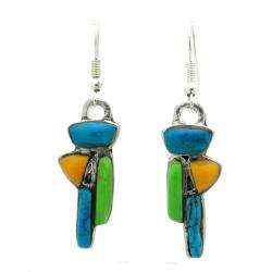 Alpaca Silver Abstract Turquoise and Resin Earrings (Mexico 