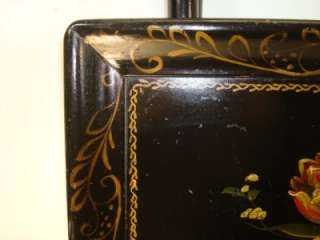 HAND PAINTED PAPER MACHE TRAY WITH STAND EARLY 1900s  