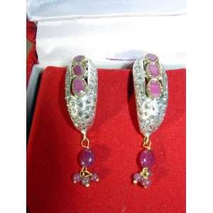  Art Deco Ruby & Cz Earrings Jewelry