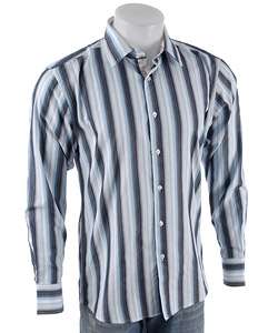 Coupe Long sleeve Light Blue Striped Dress Shirt  