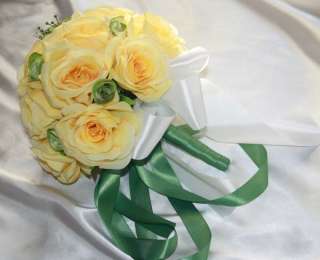 Bridal Bouquet Package Clover Green Yellow Wedding Flowers 