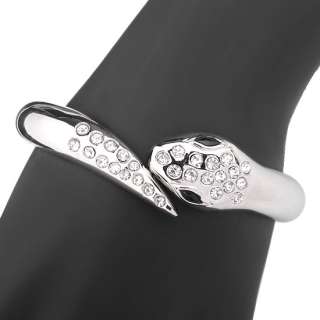 Fashion Awesome Bracelet,Pave Shinning Rhinestone Silver tone Snake 