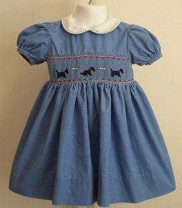 Girls Carriage Boutiques Smocked Dress Scotties 24M 24 M  