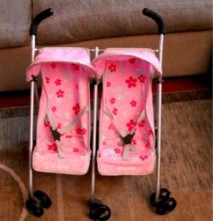 Maclaren Pink Toy Doll Double Twin Stroller  