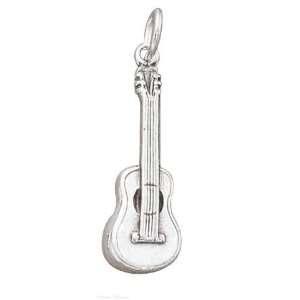 Sterling Silver 3D Classic Guitar Musical Instrument Charm 