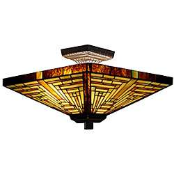Tiffany style Stained Glass Mission Ceiling Lamp  