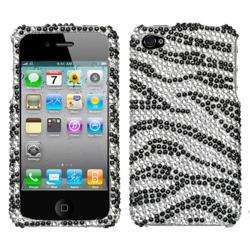 iPhone 4 Black Zebra Print Diamond Snap on Cover  