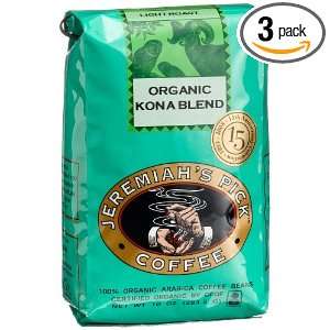 Jeremiahs Pick Coffee Organic Kona Blend, Whole Bean, 10 Ounce Bags 