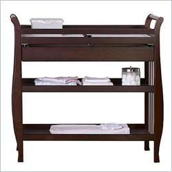   Emily Pine Wood w/Drawer Espresso Changing Table 048517007266  