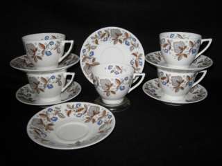 MINTON CHINA B 1458 LYNGWOOD CUPS & SAUCERS 5 SETS PLUS  