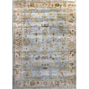  6x9 Blue Wool Handmade Hand Knotted Oushak Rug H372