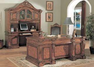 Allison Executive Desk Credenza Hutch Wood Leather Chair Office 