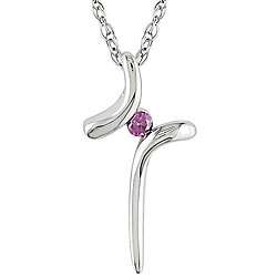 10k White Gold Pink Diamond Accent Cross Necklace  