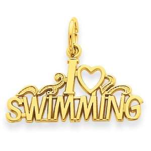  14k Gold i Love Swimming Charm Jewelry