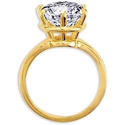 14k Gold Overlay Martini CZ Solitaire Ring  