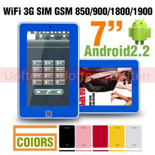   Mid Tablet Phone Call Quad Band GSM SIM WiFi/3G Colors  