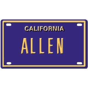   Allen Mini Personalized California License Plate 