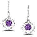 14k White Gold Amethyst and 3/4ct TDW Diamond Earrings (G H, SI1 SI2 