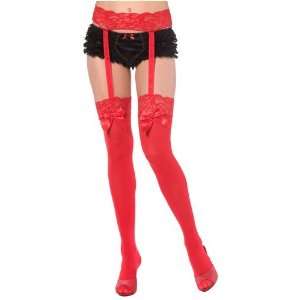   Red Stockings/Tights   Lace Trim   Bow & Garter Lady Toys & Games