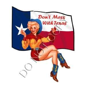  Texas State Flag Cowgirl Pinup Girl decal s51 Musical 