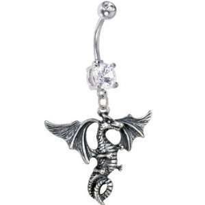  Crystalline Double Gem Flying Dragon Belly Ring Jewelry
