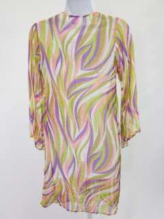 MILLY CABANA Multicolor Stripe Sheer Cover Up Dress S  