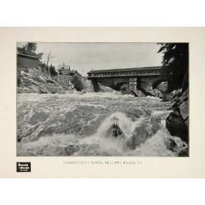 1903 Connecticut River Bellows Falls VT Covered Bridge   Original 