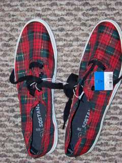 new womens vTg sostanza red plaid canvas tennis shoes size 7  