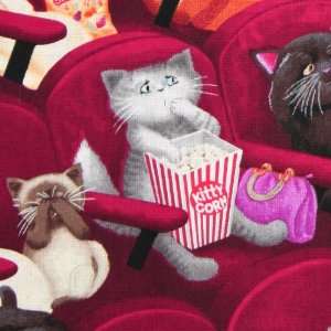   Movie Theater Scaredy Cats Wine Fabric Yardage Arts, Crafts & Sewing