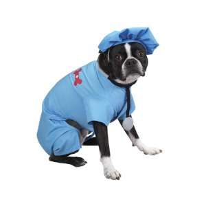   Scrubs Halloween Dog Costume with Matching Cap & Stethoscope X Small