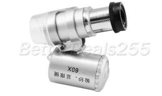 Mini 60X Microscope Loupe LED Magnifier Money Detector  