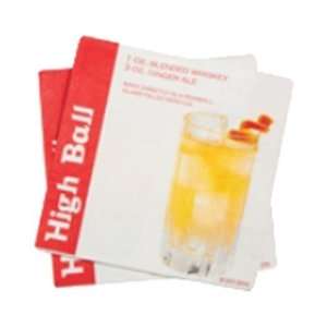  Dci Cocktail Napkins With High Ball Drink Recipe, Pack Of 