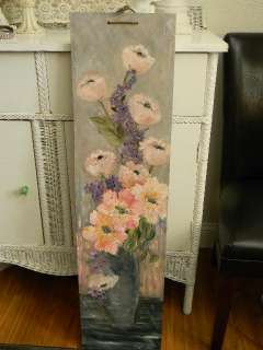 The Best Old Veritical Yard Long French Shabby Floral Painting~Pastels 