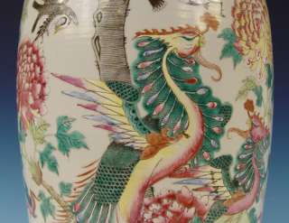 Amazing Chinese Porcelain Vase Birds 19th C. Quality 24 Inch  
